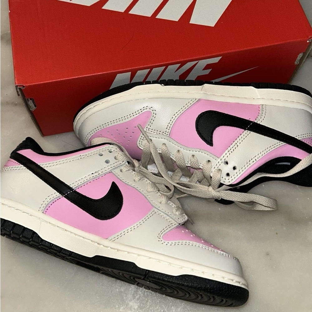 Nike White and Pink Low-Top Sneakers